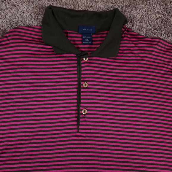 Jeff Rose Polo Shirt Mens XL Pink Stripes Short Sleeves Golfing Pullover Top - Picture 7 of 13